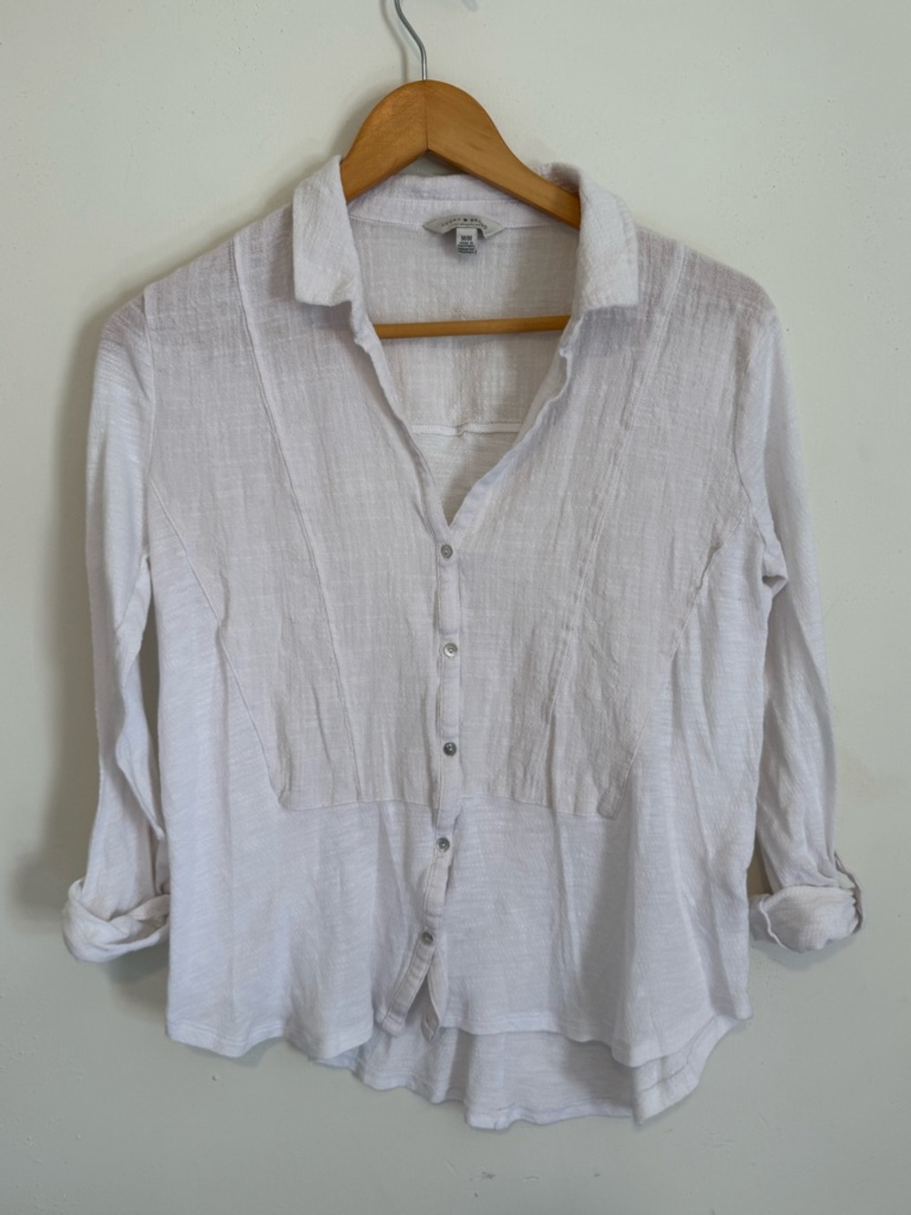 Lucky Brand White Lightweight Gauze Top